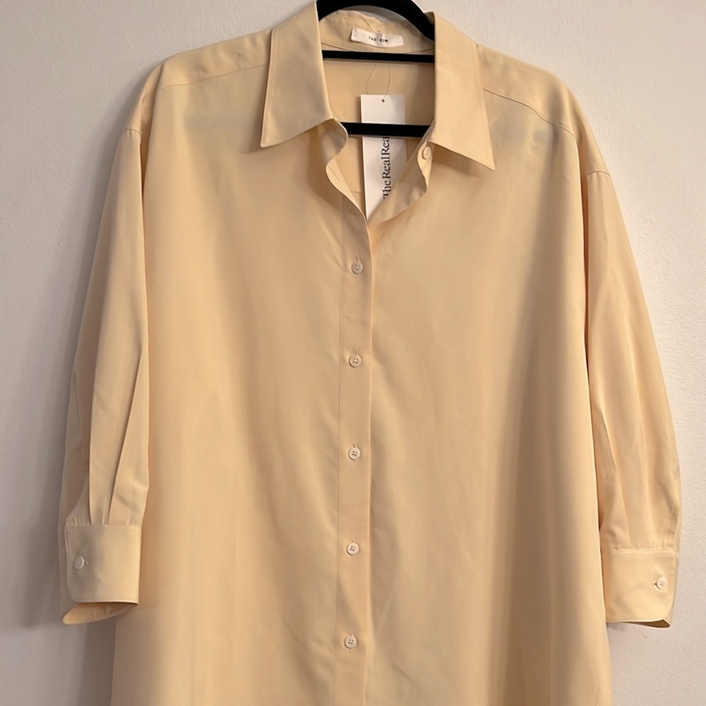 The Row Pastel Yellow Button Down Blouse Shirt Top Womens Luxury Designer